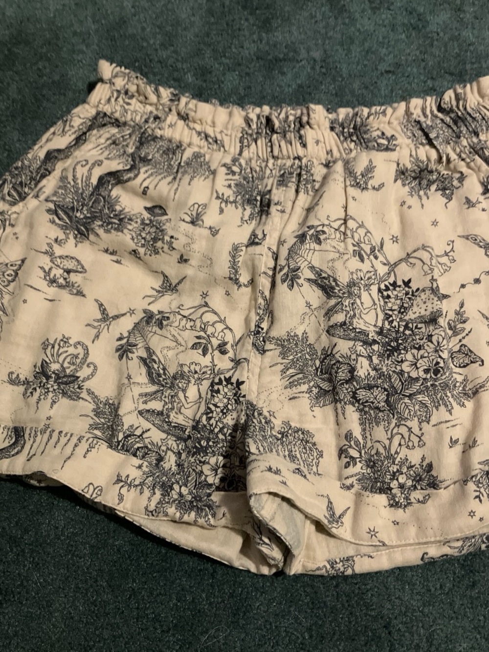 Disturbia Cream Shorts with Navy Botanical Print